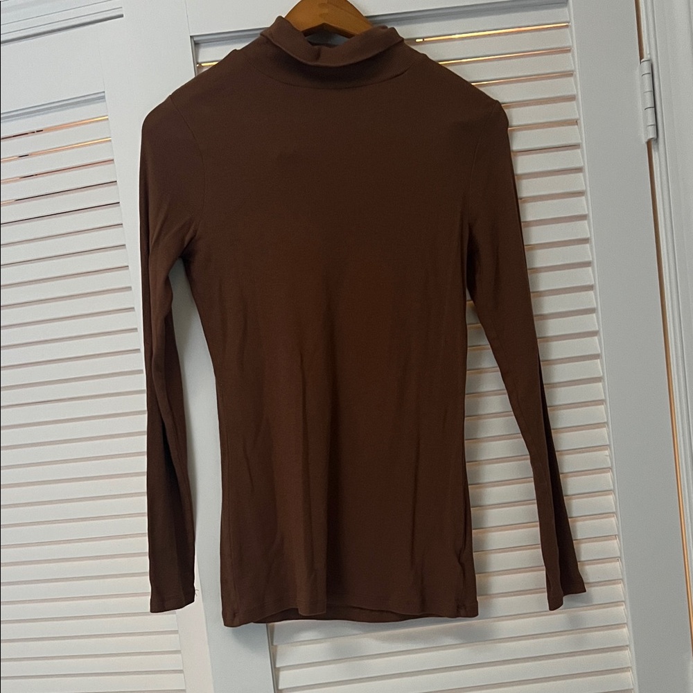 Brown Long Sleeve Turtleneck Top